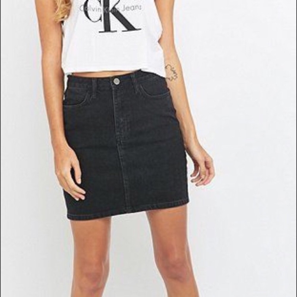Black denim skirt